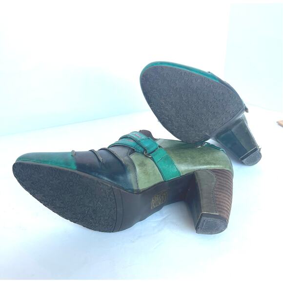 L'Artiste by Spring Step Wondrous Teal Leather Dressy Block Heel Bootie Shoe 8.5 - Picture 11 of 12